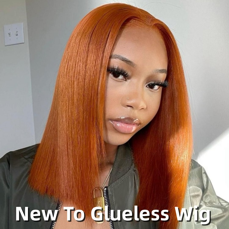 12 Inches Short Bob Wig Ginger Orange Color Summer Color Lace Front Wig