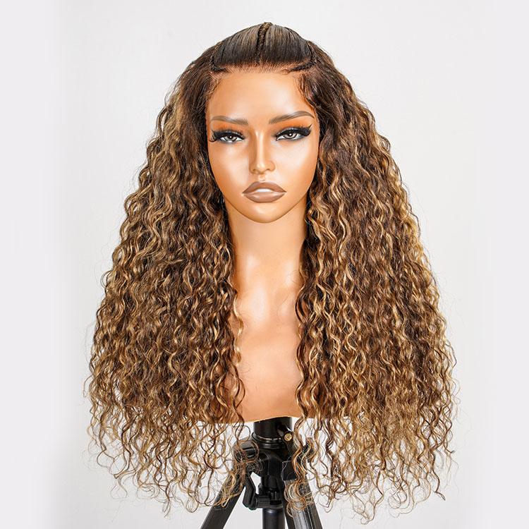  Glueless P4/27 Color Pre Braid Water Wave Frontal Wig
